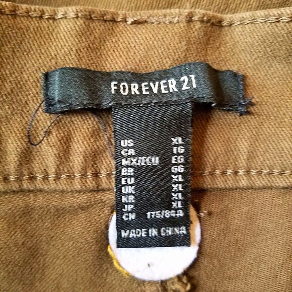 Forever 21 Baggy Twill High-Rise Ankle Jeans Women’s XL Olive Green Pants 35x26 - Picture 3 of 8